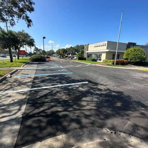 Newly paved commercial parking lot, project photo 37
